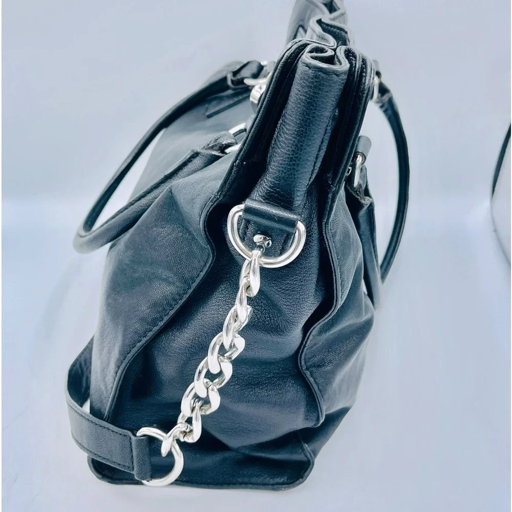 MICHAEL KORS HAMILTON BAG LEATHER DROP CHAIN STRAPS ,SILVER  MK BRILLIANT LOCK - Picture 9 of 15